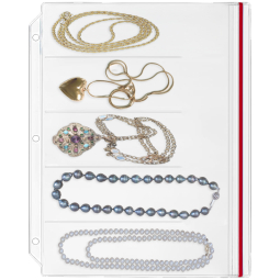 Zipper Binder Page for Jewelry - Necklaces & Chains - 5 Pockets - Made in USA
