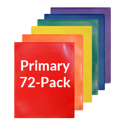 72-pack LX Folders Assorted: 12 each Primary Colors - SALE!