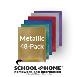 School / Home Plastic Folders - 48-Pack - Metallic Colors - English