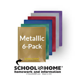 School / Home Plastic Folders - 6-Pack - Metallic Colors - English