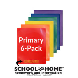 School / Home Plastic Folders - 6-Pack - Primary Colors - English