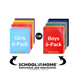 Plastic "School-Home" Homework Folders - 6-Pack - Kids Packs