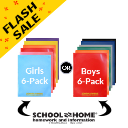 Plastic+%22School-Home%22+Homework+Folders+-+6-Pack+-+Kids+Packs