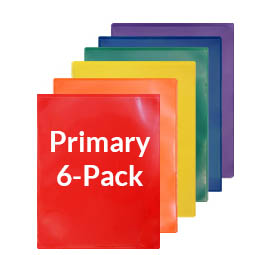 6-pack LX Folders Assorted: 1 each Primary Colors