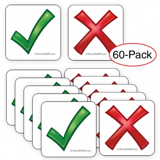 Checkmark and X Magnets 60-Pack - 1 1/4 x 1 1/4: StoreSMART - Filing,  Organizing, and Display for Office, School, Warehouse, and Home