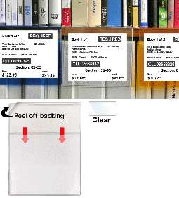 Bookshelf Card Holder - Peel & Stick Remove & Reuse - Holds a 3" x 5" Title Card