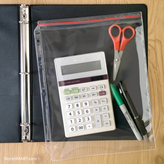 Use a 3 ring binder and page protectors to store all you