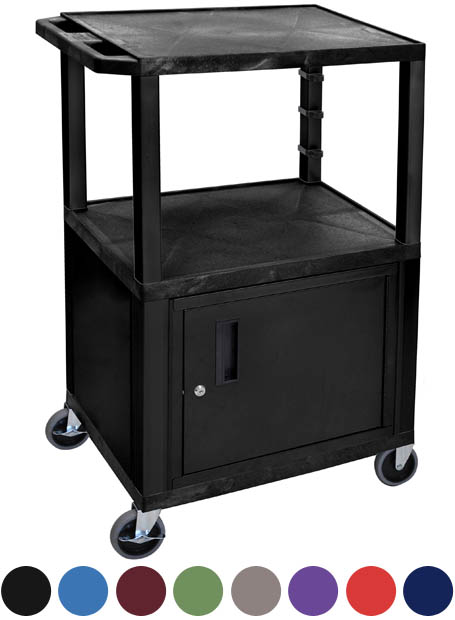 42 Tall A V Cart 3 Shelves Cabinet Electric Black Legs